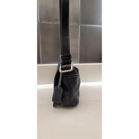 Y2K Vintage Coach East West Leather Cross Body Shoulder Bag 2000s Black Bag Vtg - Picture 5 of 8